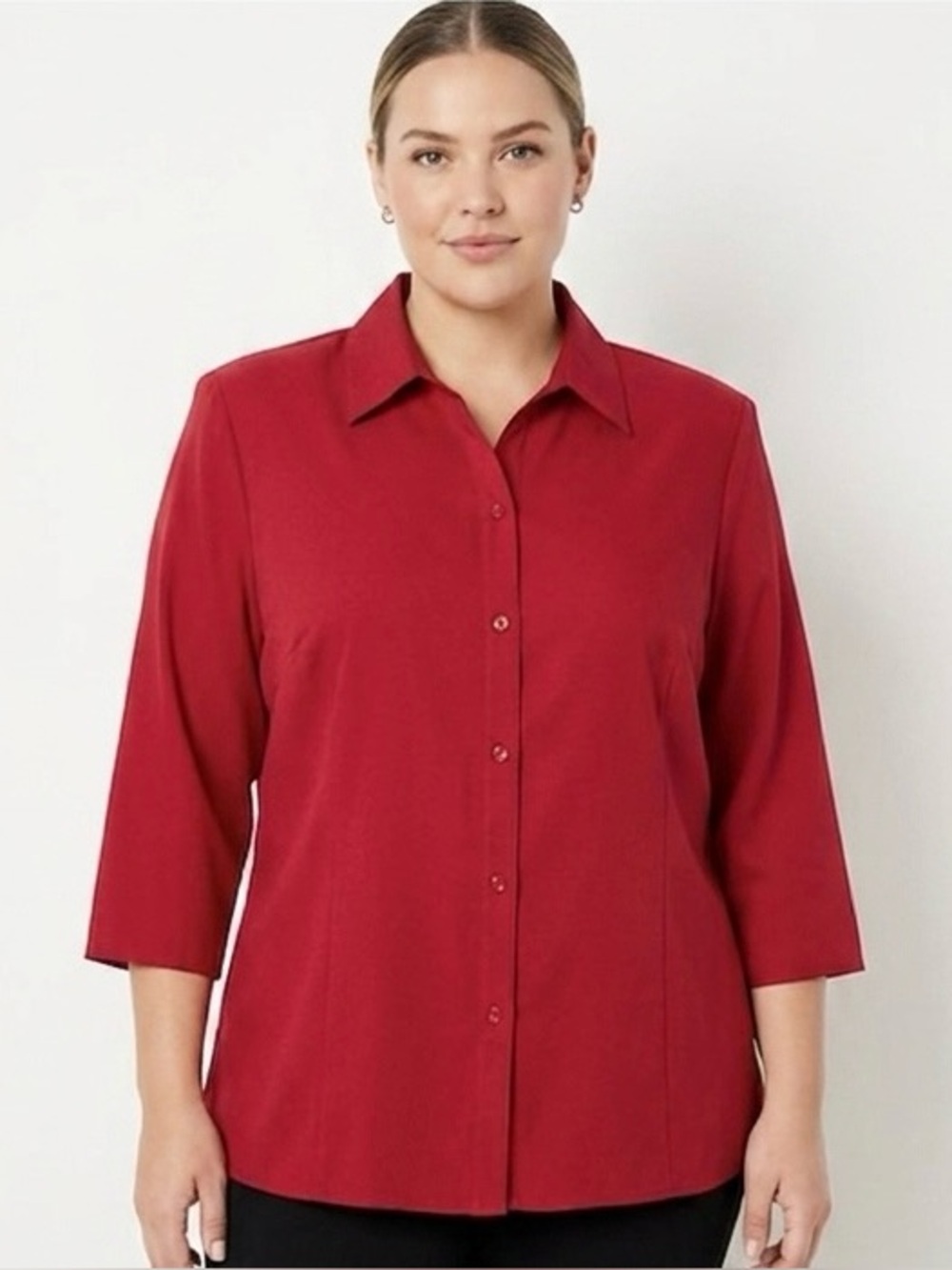 Karen Scott 3/4 Sleeve Button Down Shoulder Pads Size 2x